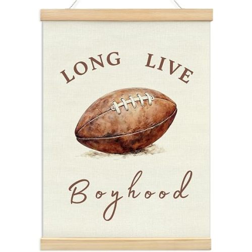 KDHTY Sports Nursery Decor for Boys,long live Boyhood Sports Nursery Art,Vintage Sports Wall Decor Football Kids Wall Art Poster for Nursery Playroom Artwork Home Decorations,12x16inch