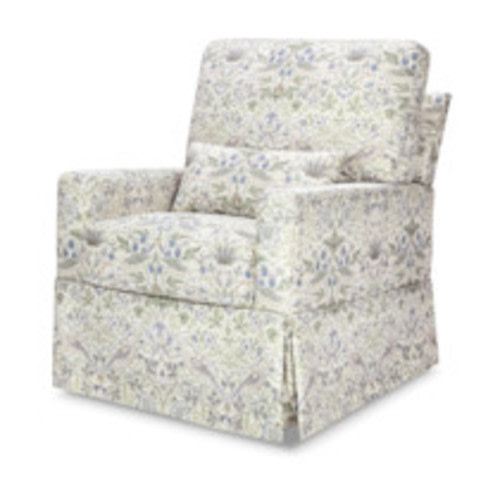 Namesake Morris & Co. x Namesake Crawford Pillowback Comfort Swivel Glider - Strawberry Thief In Fig & Thyme Performance Eco-Weave