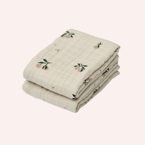 Lewis Muslin Cloth 2-Pack - Peach/Sea Shell Mix
