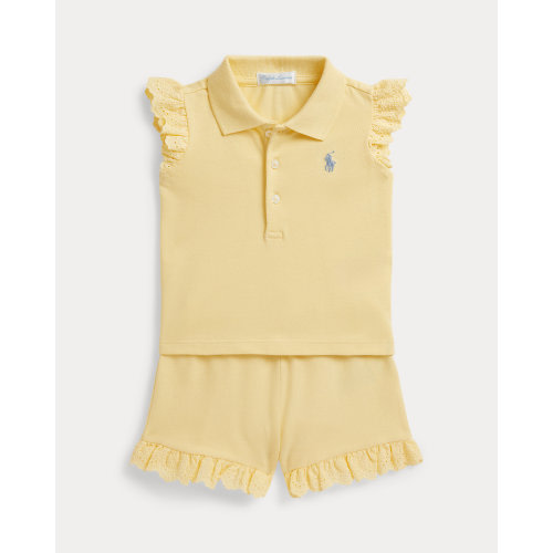 Eyelet Stretch Mesh Polo Shirt & Short