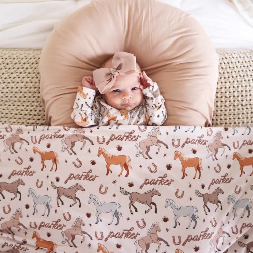 P's Ponies Personalized Swaddle Blanket