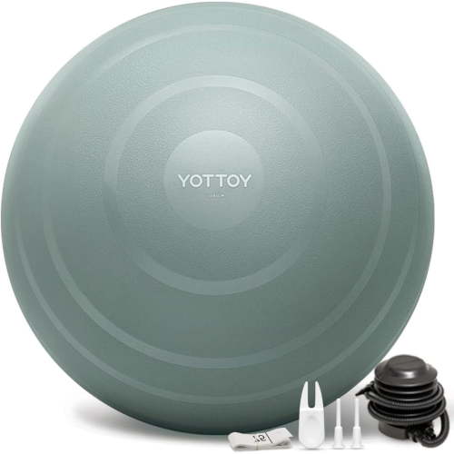 YOTTOY, Exercise Ball, 65 cm, Green, Anti-Burst, Extra Thick