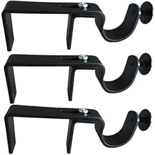 NoNo Bracket - Outside Mounted Blinds No Drill Curtain Rod Attachment Set of 3 (Black) No Drill Curtain Rod Holder