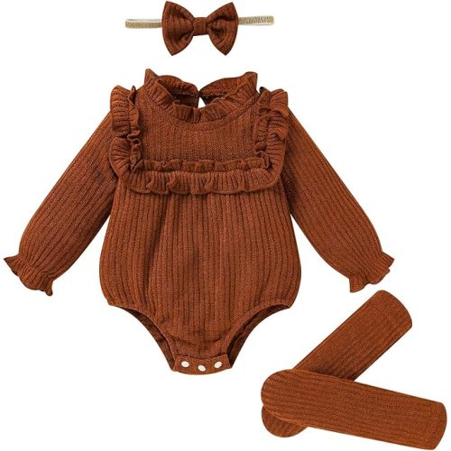 GRNSHTS Newborn Baby Girl Clothes Ruffle Rompers Toddler Fall Outfits for Girls Set Little Girl Fall Winter Clothing