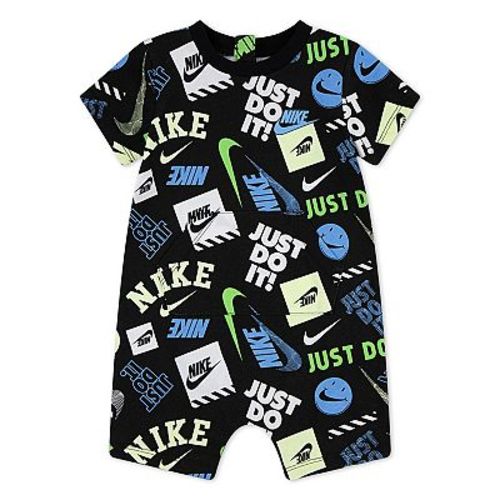 Newborn Baby Boys Nike Sportswear In The Zone "Just Do It." Printed Short Sleeve Romper