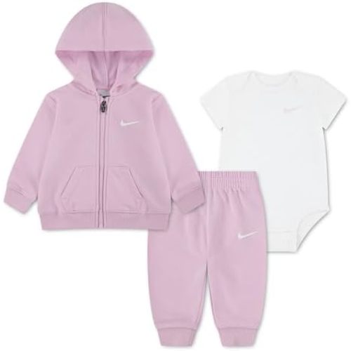 Nike Baby Baby Essentials Bodysuit, Full-zip Hoodie and Joggers 3-piece Outfit Set