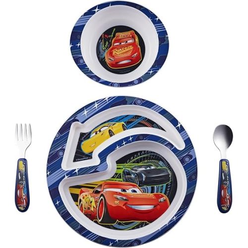 The First Years Disney/Pixar Cars Dinnerware Set - Toddler Plates and Toddler Utensils - 4 Count