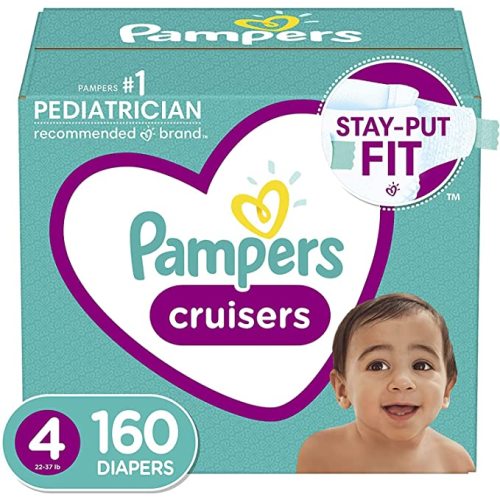 Diapers Size 4, 160 Count - Pampers Cruisers Disposable Baby Diapers, ONE MONTH SUPPLY (Packaging May Vary) - 1 Month Supply
