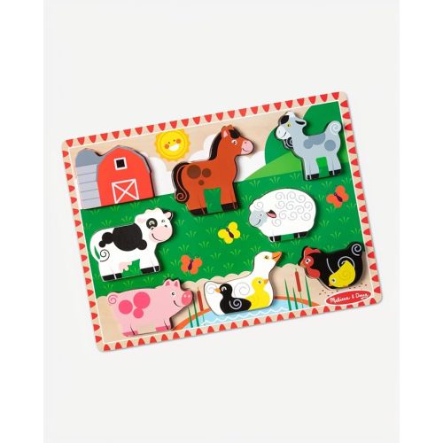 Melissa & Doug Farm Wooden Chunky Puzzle (8 pcs) - FSC Certified