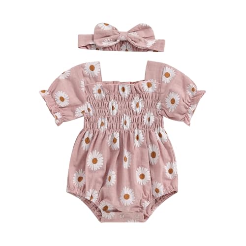 ZAXARRA Infant Baby Girl Plaid Romper Baby Pleated Romper Ruffle Festival Bodysuit Spring Summer Clothes with Headband
