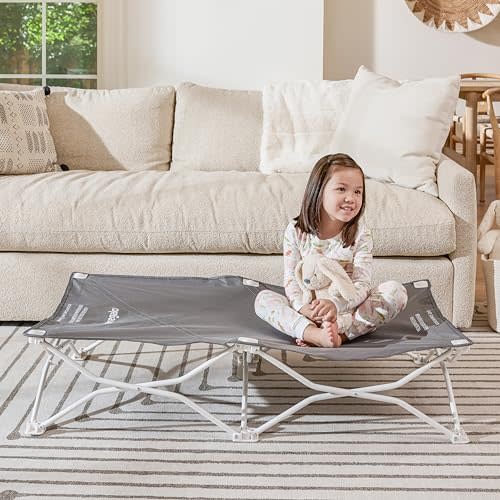 Regalo Portable My Cot®, Award Winning Brand, Toddler Cot, Gray, 48" Long, 24.5" Wide, Toddler Bed