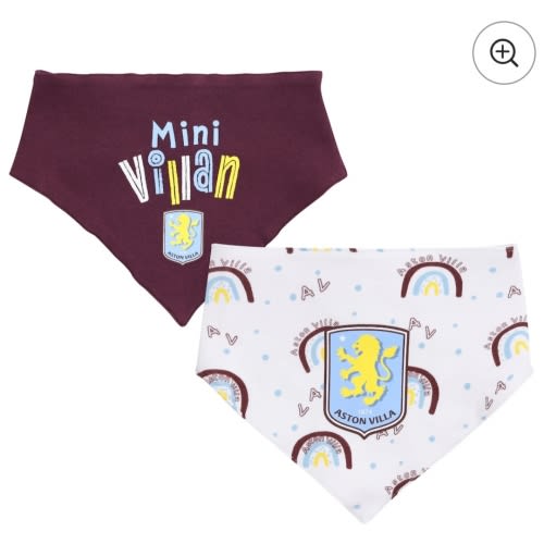 Aston Villa 2 Pack Dribblers - Claret/White - Baby
