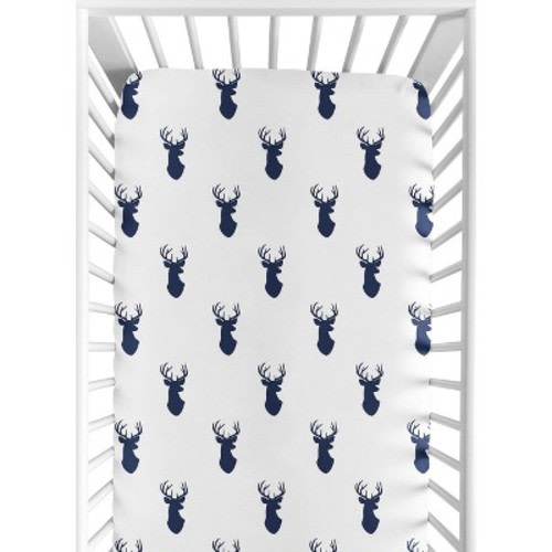 Sweet Jojo Designs Boy Baby Fitted Crib Sheet Stag Navy and White