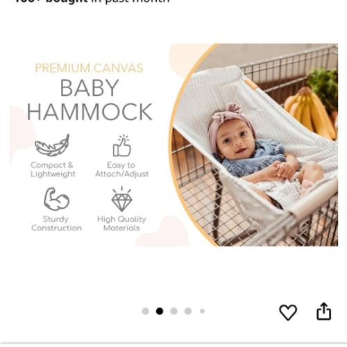 Binxy Baby Shopping Cart Hammock – Infant Seat for Grocery Carts – Holds Car Seats Securely – Compatible with Select 4-Seater Wagons (20–24” Wide) – Supports Up to 50 lbs – Little Arrow