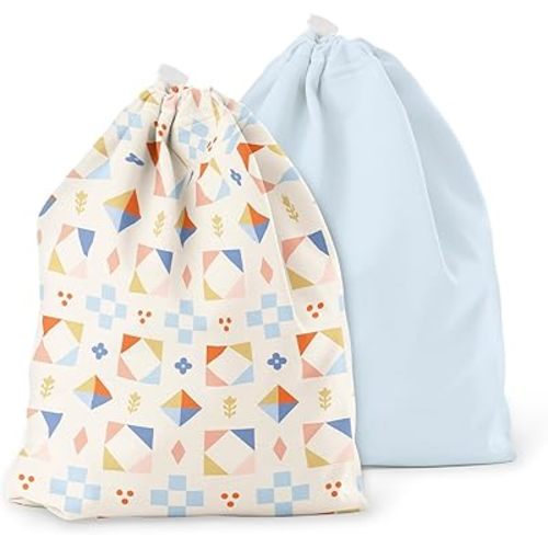 Esembly Ditty Bag Duo - Reusable Waterproof Wet Bags for Cloth Diapers, Swimsuits, Toiletries, and Snacks, Set of 2 - Quilted + Mist