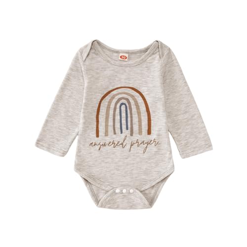CM C&M WODRO Newborn Baby Boy Girl Bodysuit Answered Prayer Rainbow Onesie Romper Jumpsuit Long Sleeve Infant Outfit Clothes