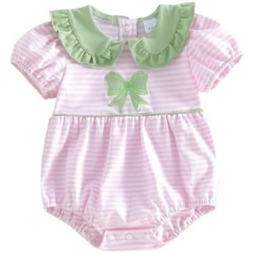 Newborn Baby Girl Summer Clothes Short Sleeve Bubble Romper Bow Embroidery Smocked Outfits Infant Girl