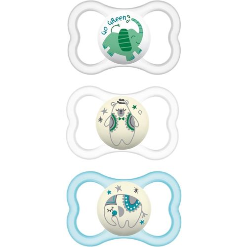 MAM Air Day & Night Baby Pacifier, for Sensitive Skin, Glows in The Dark, 3 Pack, 16+ Months, Unisex