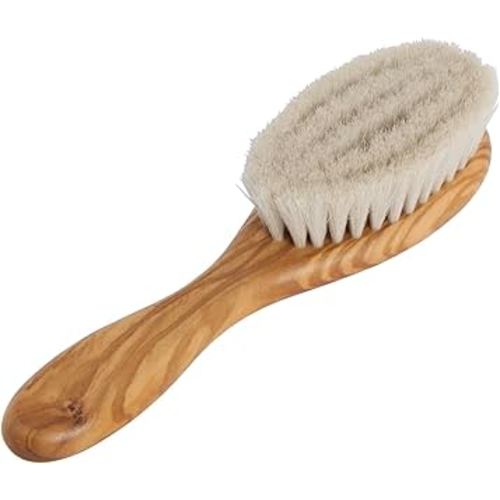 Redecker Goat Hair Baby Hairbrush with Waxed Olive Wood Handle, 5-3/4-Inches