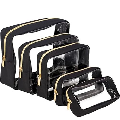 TSA Approved 5-Piece Diaper Bag Organizer Pouch Set Clear Waterproof TPU Kids Toiletry Storage Set Travel Packing Clutch Cube Bags for Baby Nursing