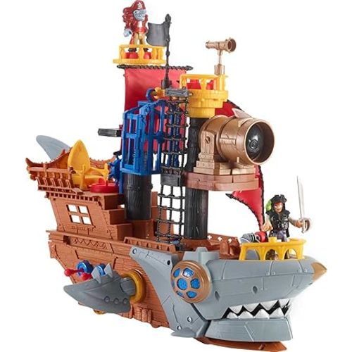 Fisher-Price Imaginext Preschool Toy Shark Bite Pirate Ship Playset with Figure & Accessories for Pretend Play Kids Ages 3+ Years (Amazon Exclusive)