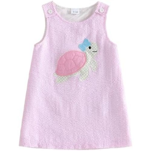 Toddler Baby Girl Outfit Golf Cart Bow Embroidery Striped Tank Dress Sleeveless A-Line Dress Infant Summer Clothes