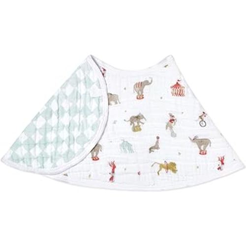 aden + anais Essentials Baby Burpy Baby Bib, 100% Cotton Muslin, Soft Absorbent 4 Layers, Multi-Use Burp Cloth and Bib, 22.5” X 11”, Single, Elephant Circus