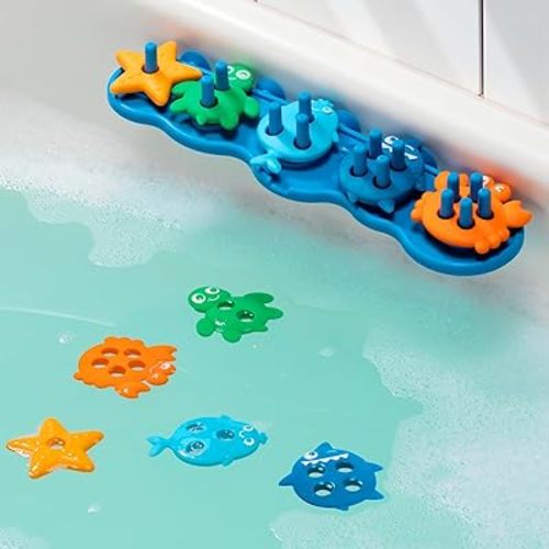 oPoKids Baby Bath Toys – 10 Mold-Free Silicone Ocean Animals with Suction Cup Base, Montessori Bath Toys for Kids Ages 1-3, Sorting & Stacking Toys for Toddlers 2-4, BPA-Free & CPSC Tested