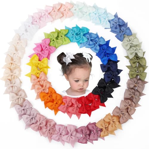 JOYOYO 60Pcs Baby Bows Alligator Hair Clips in 30 Pastel Colors, Barrettes and Bows for Baby Girls,Toddlers,Kids