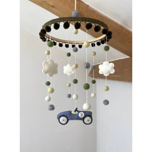 Car Baby Mobile, Vintage Racing Car, Nursery Hanging Decor, NASCAR Made to Order
