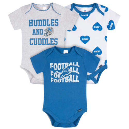 3-Pack Baby Girls Detroit Lions Short Sleeve Bodysuits