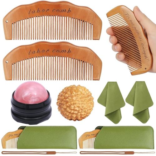 Birth Comb for Labor - Natural Wooden Pregnancy Essential and New Mom Gift | Natural Wooden Birth Comb Offers Handheld Focus during Labor and Doubles as a Baby Comb, Shower Comb and New Mom Gift.