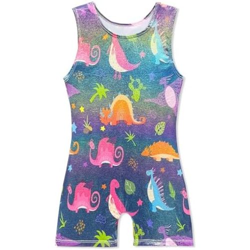 2 Pack Gymnastics Leotards for Girls Shiny Toddler Biketard Unitard Dance Tumbling Outfits