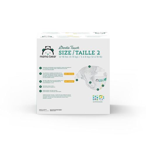 Amazon Brand - Mama Bear Gentle Touch Diapers, Size 2, 184 Count (4 packs of 46)
