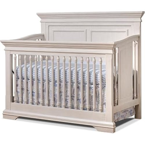 Sorelle Furniture Portofino Crib,Classic 4-In-1 Convertible Crib,Brushed Ivory Crib Made of Wood,Non-Toxic Finish, Wooden Baby Bed,Toddler Bed,Child’s Daybed and Full-Size Bed-Ivory