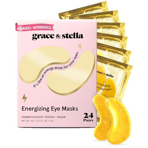grace & stella Award Winning Eye Patches for Puffy Eyes | Birthday Gifts for Women - Under Eye Mask for Dark Circles & Undereye Bags - Gifts for Mom - Vegan Self Care (24 Pairs, Gold)