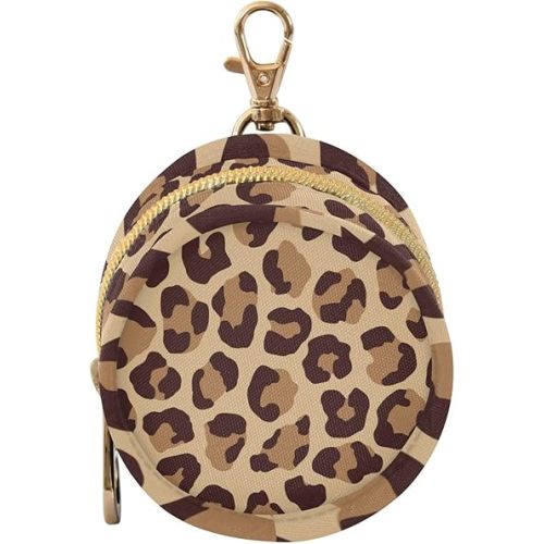 Leopard Pattern Polyester Pacifier Holder Case Portable Container Accommodate Baby Binky Cover Pouch Pacifiers Storage Case with Circular Buckle