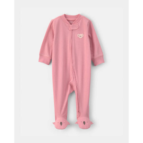Baby Girl Koala Cotton 2-Way Zip Sleep & Play Pajamas - Pink | Carter's