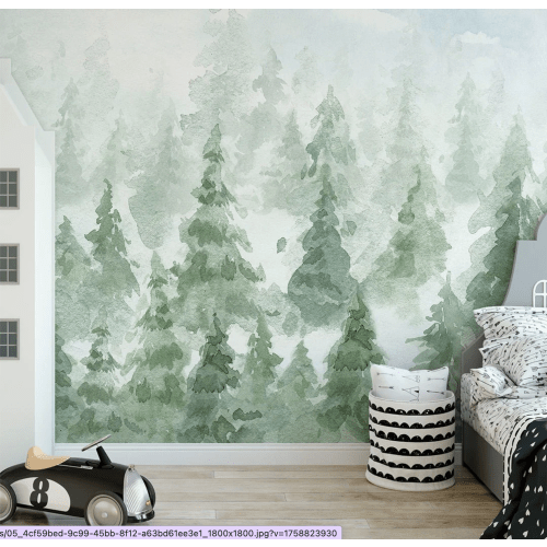 Green Watercolor Forest Wall Mural CCM111 – CostaCover