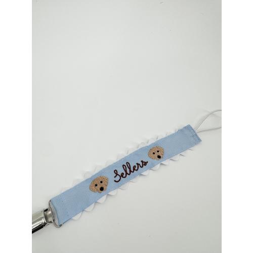 Monogrammed Pacifier Clip Embroidered Name, Baby Pacifier Clip, Embroidered Dog, Baby Gift with Dog Design, Monogrammed Dog Design