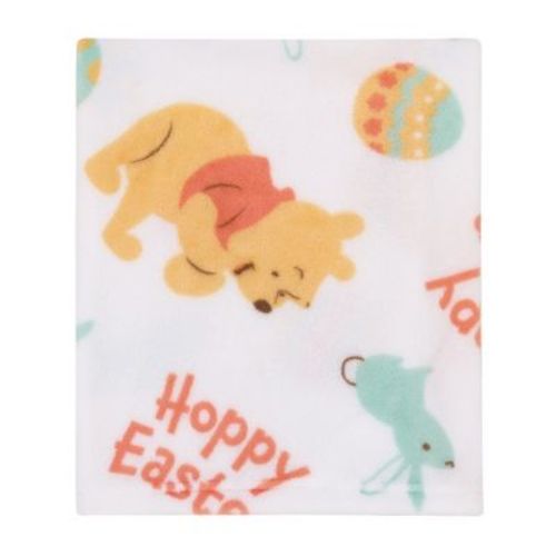 NoJo Disney Winnie the Pooh Aqua, Tan, Red, and White Hoppy Easter Super Soft Plush Baby Blanket