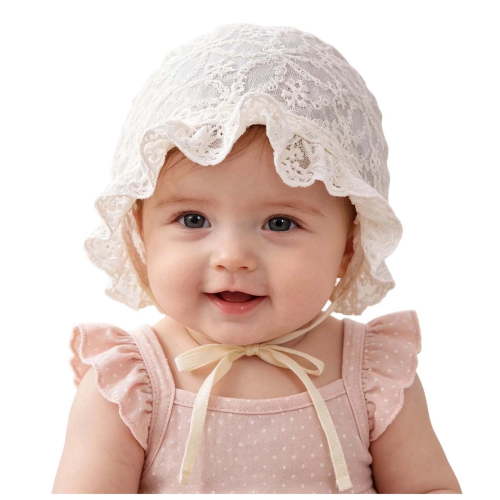 Wxirdiow Infant Bonnet Cap Girl Baby Girls Sun Hat Toddler Infant Sun Protection Bucket Cap Summer Beach Hats for Boys Girls Newborn Beige Size,0-6 Months