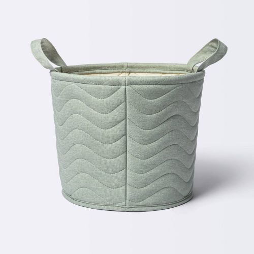 Quilted Fabric Medium Round Storage Basket - Green - Cloud Island™
