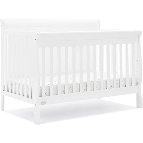 Simmons Kids Carter 6-in-1 Convertible Crib - Greenguard Gold Certified, Bianca White