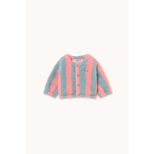 STRIPES BABY SHERPA JACKET warm grey/pink | TINY