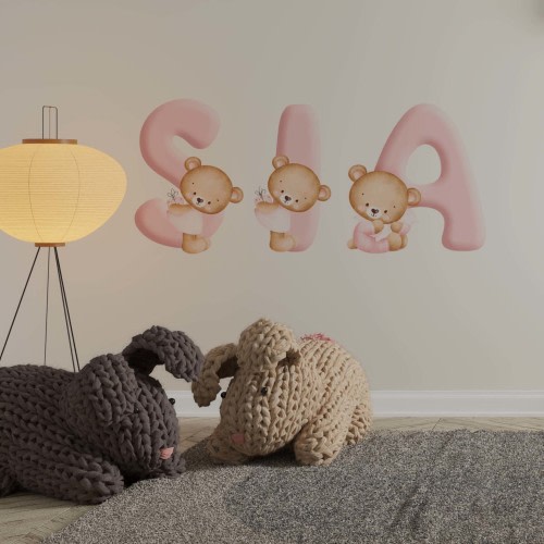 Pink Letters with Bears