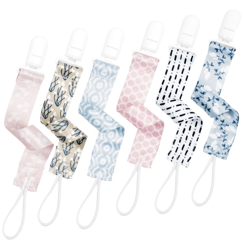 BUNNYBEE Pacifier Clip Set - Farmhouse Florals Collection - 6 Count