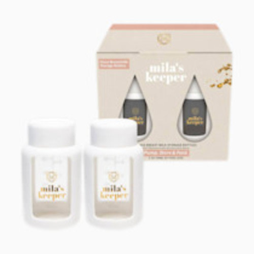 Mila's Keeper Glass Breast Milk Storage Bottles, 2 Pack - Aspen White, Standard, 2