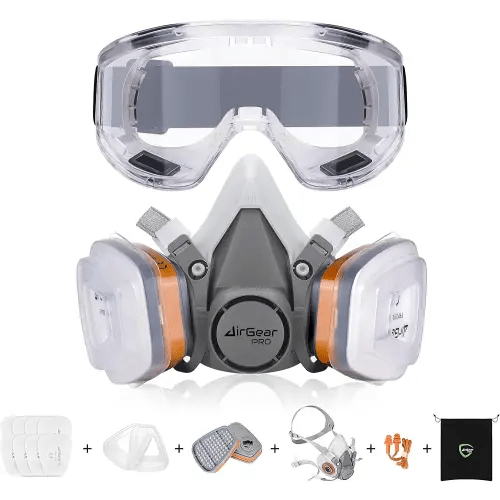 AirGearPro G-500 Reusable Respirator Mask with A1P2 Filters | Anti-Gas, Anti-Dust | Gas Mask Ideal for Painting, Woodworking, Construction, Sanding, Spraying, Chemicals, DIY etc