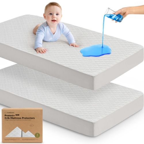 Mavy Protect+ Waterproof Crib Mattress Protector Covers, Quilted Cotton Baby Mattress Topper, Toddler Crib Sheets